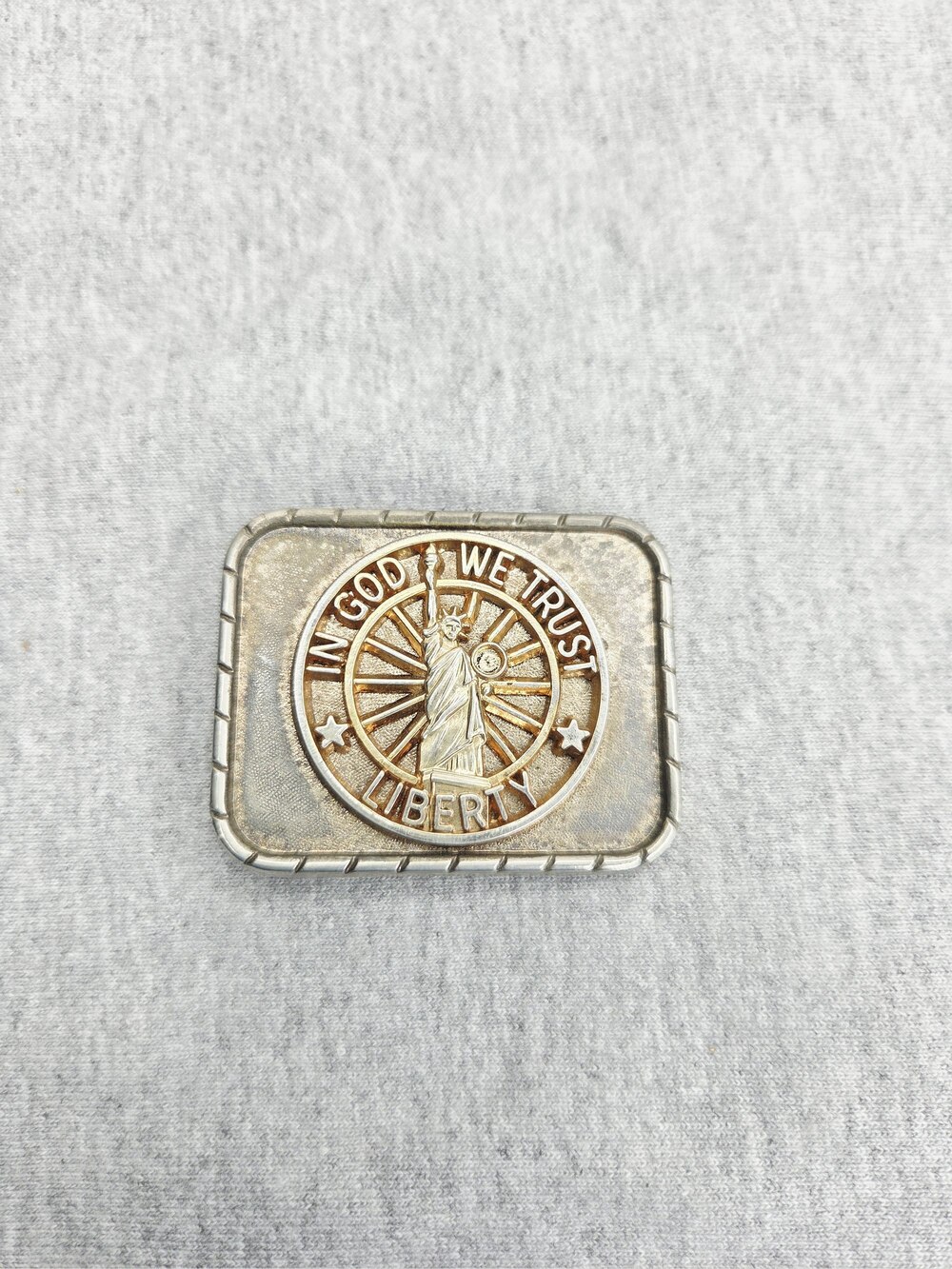 In God We Trust Liberty Statue of Liberty Gold Belt Buckle